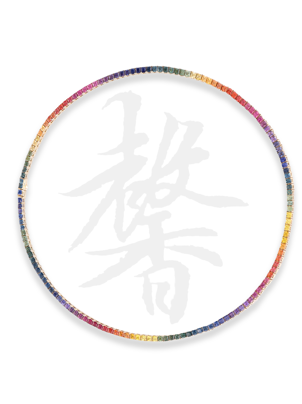 18K Gold Full Pave Graduated Color Sapphire Necklace