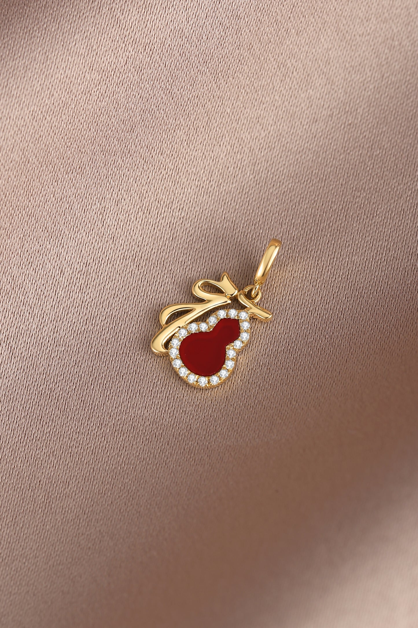 Five Luck Series 18K Natural Red Agate Pendant Seal Script