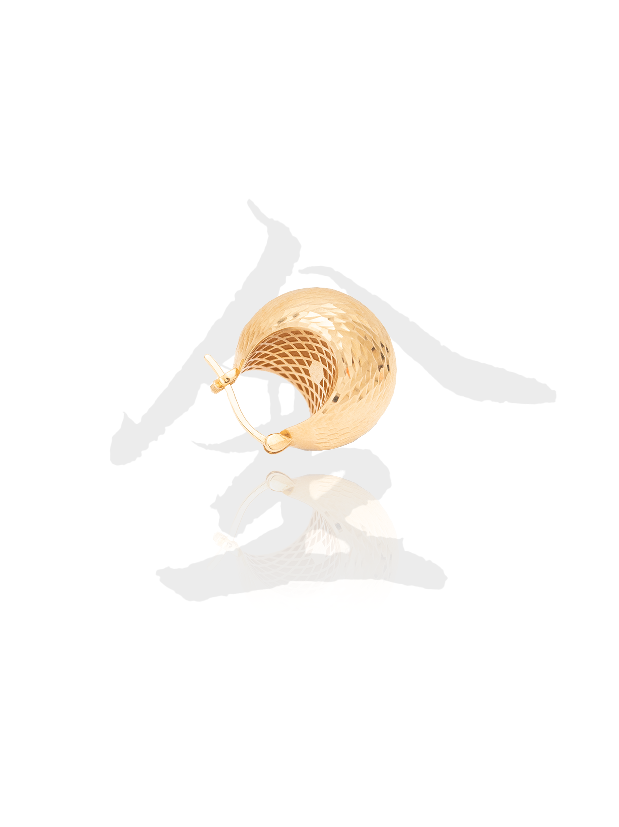 18K Gold Half-Moon Ball Stud Earrings