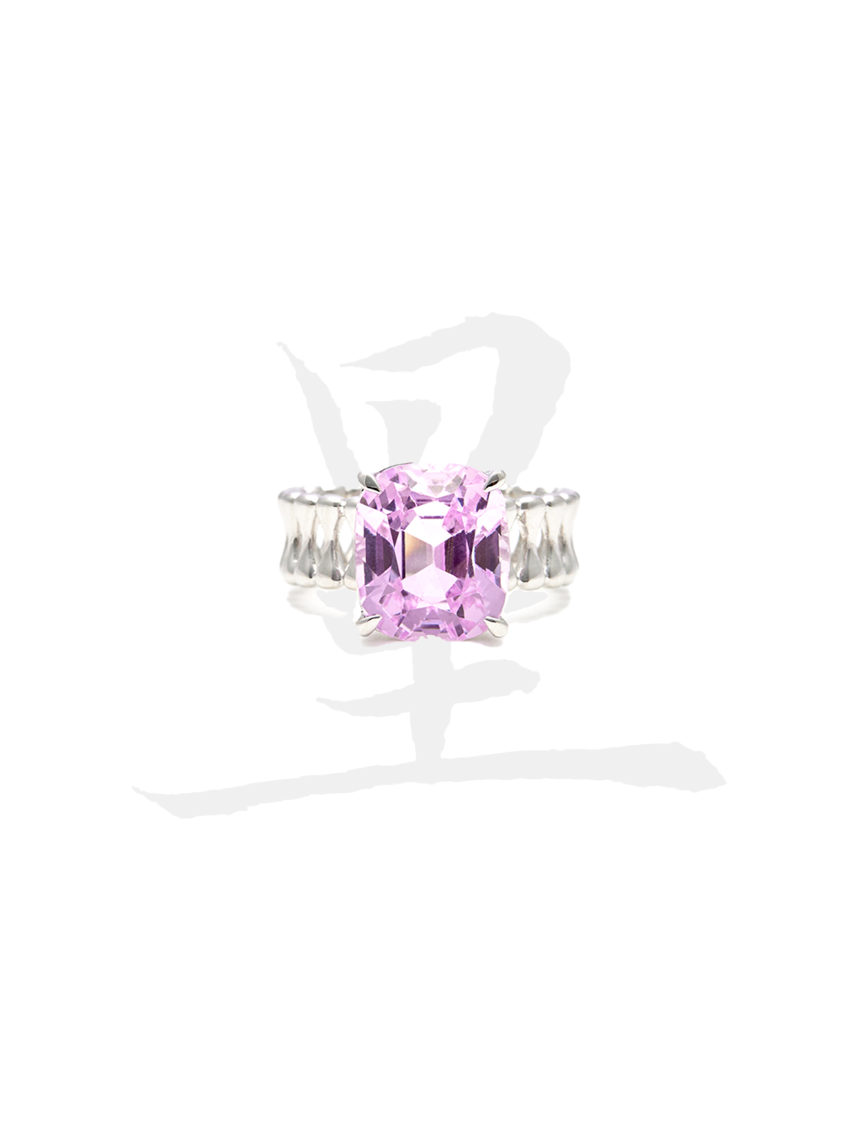 18K White Natural Lithium kunzite Ring