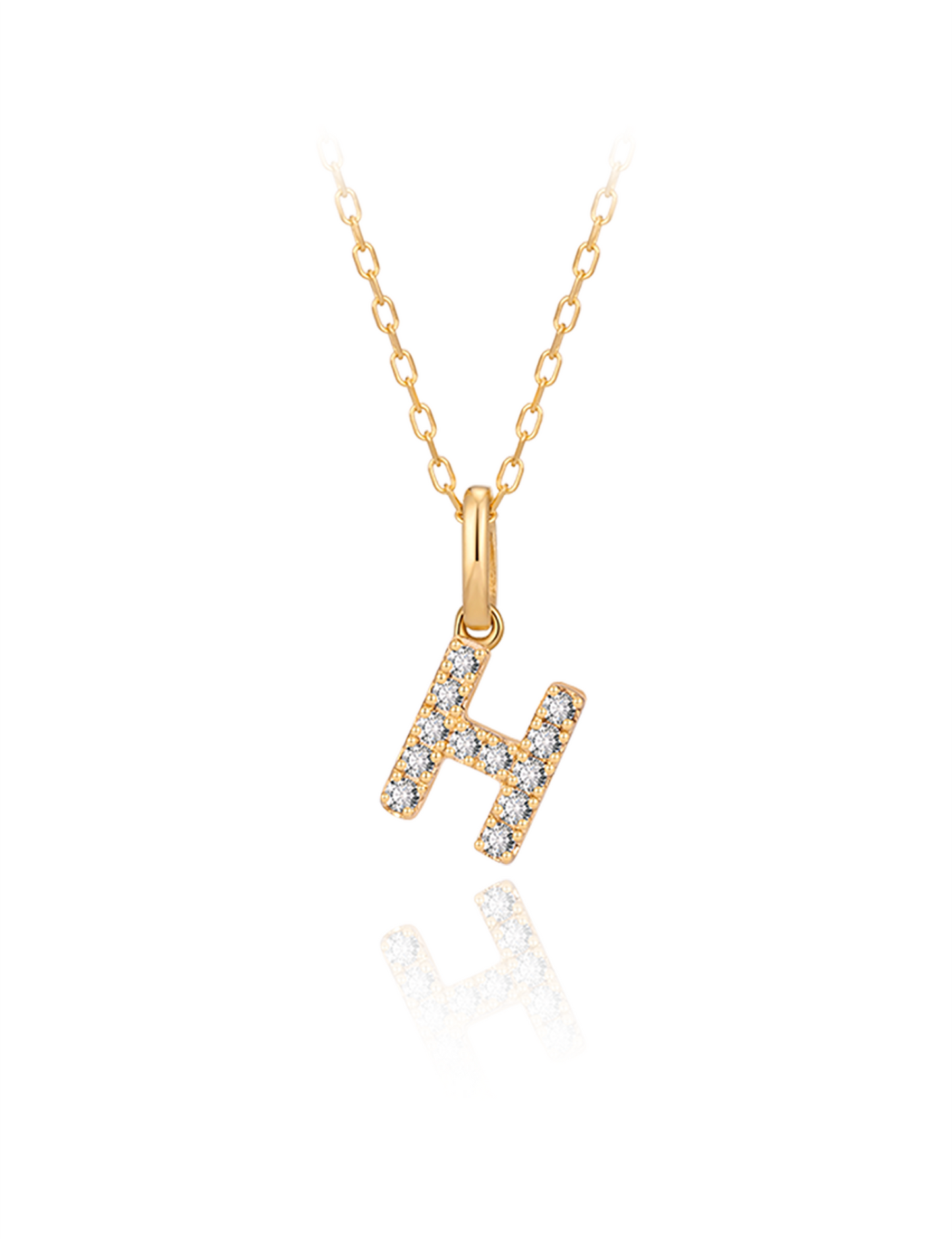 18K Gold Diamond Letter H Pendant