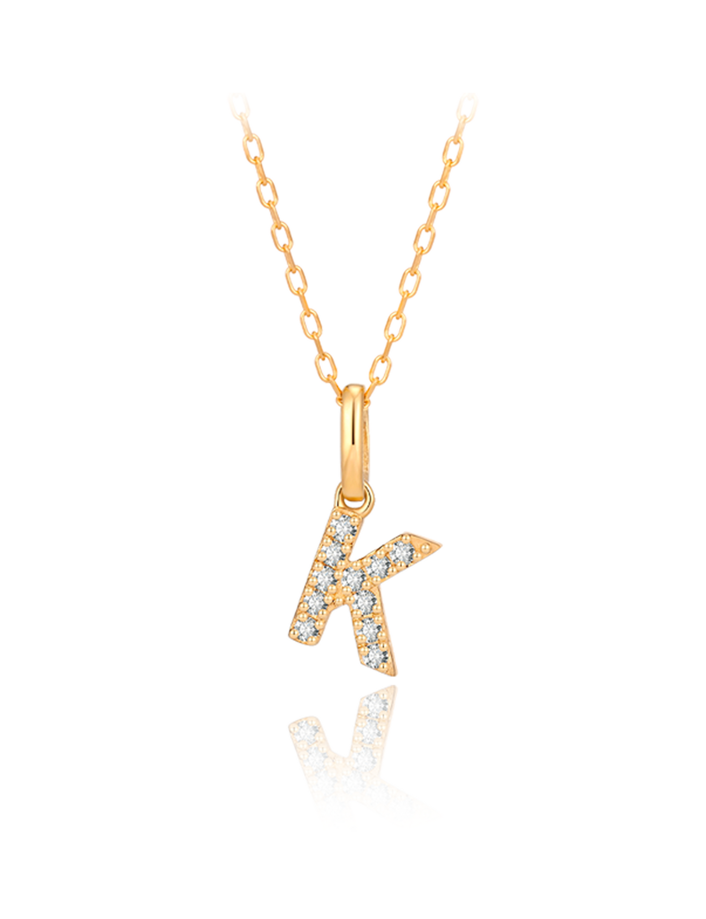18K Gold Diamond Letter K Pendant