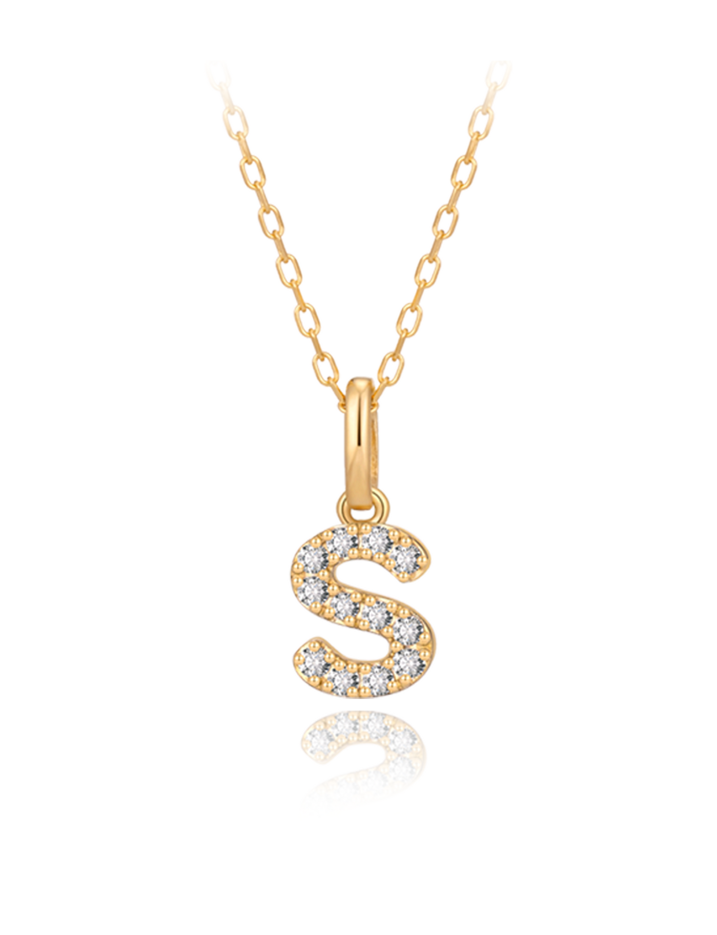 18K Gold Diamond Letter S Pendant
