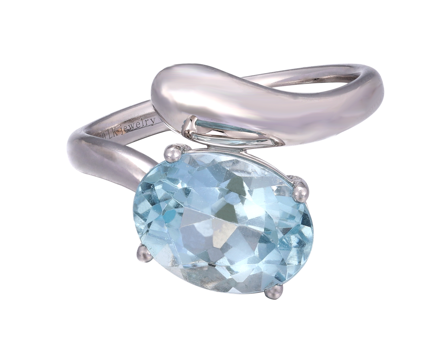 18K White Natural Aquamarine Ring