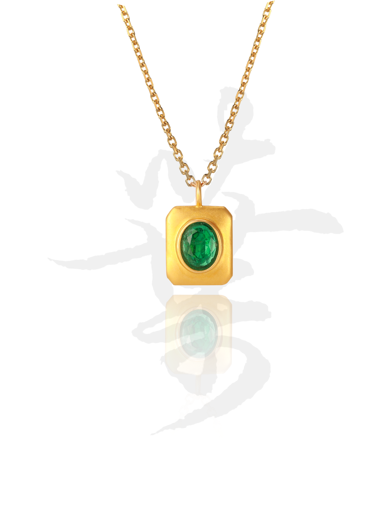 18K Natural Gold Emerald Pendant